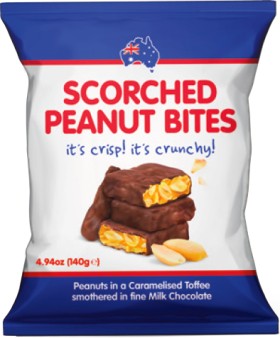 Scorched-Peanut-Bites-Share-Pack-140g on sale