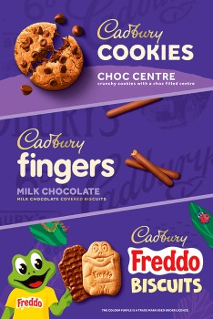 Cadbury+Cookies+156g%2C+Fingers+114g+or+Freddo+Milk+Chocolate+Biscuits+167g+Selected+Varieties