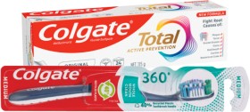 Colgate+Total+Base+Toothpaste+115g%2C+360%26deg%3B+or+SlimSoft+Advanced+Charcoal+Bristles+Toothbrush+1+Pack+Selected+Varieties
