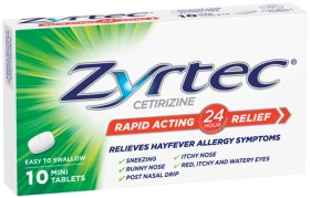 Zyrtec+Rapid+Acting+Hayfever+Allergy+Relief+Mini+Tablets+10+Pack%2A%2A