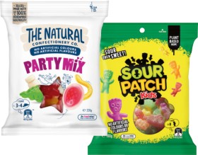 The-Natural-Confectionery-Co-130230g-Sour-Patch-Kids-190g-or-Pascall-Lollies-150300g-Bags-Selected-Varieties on sale