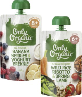 Only+Organic+4%2B+Months%2C+6%2B+Months+or+8%2B+Months+Baby+Food+Pouch+120g