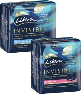 Libra-Invisible-Pads-with-Wings-Regular-12-Pack-or-Super-10-Pack on sale