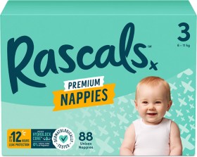 Rascals-Premium-Jumbo-Nappies-54-Pack-108-Pack on sale