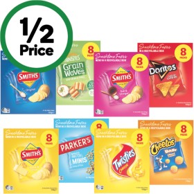 Smith%26%23039%3Bs+Chips%2C+Parker%26%23039%3Bs+Pretzel+Minis%2C+Sunbites+Grain+Waves%2C+Twisties%2C+Doritos+or+Cheetos+Snacktime+Faves+Multipack+152-200g+Pk+8