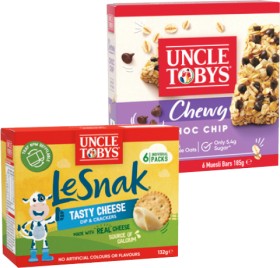 Uncle+Tobys+Muesli+Bars+5%E2%80%916+Pack+or+Le+Snak+6+Pack+Selected+Varieties