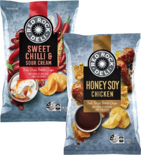 Red-Rock-Deli-Potato-Chips-150g-165g on sale