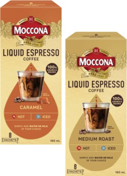 Moccona-Liquid-Espresso-Coffee-Sachets-8-Pack on sale