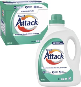 Biozet-Attack-Regular-Laundry-Liquid-2-Litre-or-Powder-2kg on sale