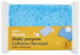 Coles-Simply-Multipurpose-Cellulose-Sponges-5-Pack on sale