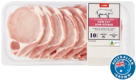 Coles-Australian-Pork-Thin-Cut-Loin-Steaks-500g on sale