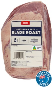 Coles-Australian-No-Added-Hormones-Beef-Blade-Roast on sale