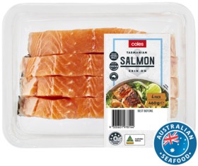 Coles-Tasmanian-Salmon-Portions-Skin-On-4-Pack-460g on sale