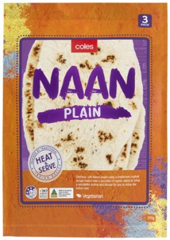 Coles-Plain-Naan-3-Pack-250g on sale