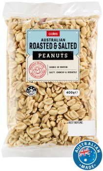 Coles-Australian-Roasted-Salted-Peanuts-400g-Pack on sale