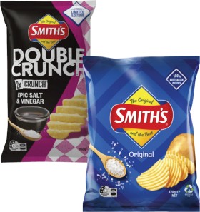 Smiths-Crinkle-Cut-or-Double-Crunch-Potato-Chips-150g-170g on sale