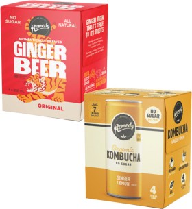 Remedy-Kombucha-or-Ginger-Beer-4x250mL on sale