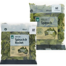 Woolworths-Australian-Baby-Leaf-Spinach-120g-or-Spinach-Rocket-120g-Pack on sale