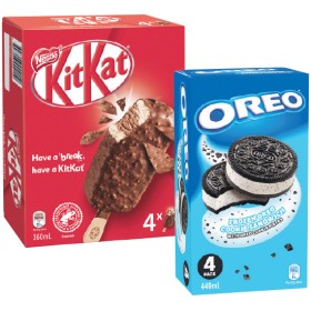 Oreo-Cones-Sandwiches-or-Kit-Kat-Sticks-360-475ml-Pk-4-Excludes-Oreo-Cookie-Top-Cones-400ml-Pk-4-From-the-Freezer on sale