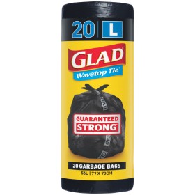 Glad-Garbage-Bag-Wavetop-Tie-56-Litre-Pk-20 on sale