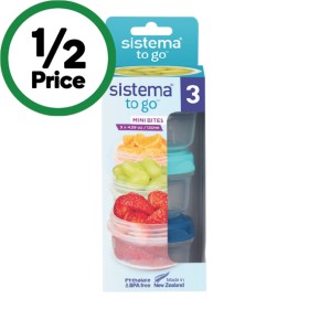 Sistema-to-Go-Mini-Bites-Stackable-Containers-130ml-Pk-3 on sale