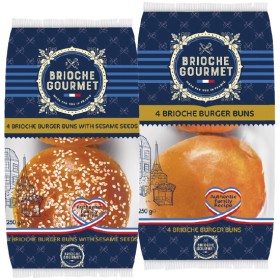 Brioche+Gourmet+Plain+or+Seeded+Burger+Buns+Pk+4