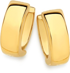 9ct-Gold-10mm-Polished-Huggie-Earrings on sale