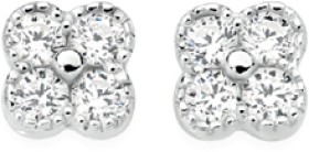 Sterling+Silver+Cubic+Zirconia+Clover+Stud+Earrings