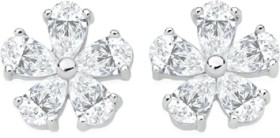 Sterling+Silver+Cubic+Zirconia+5-Petal+Flower+Stud+Earrings
