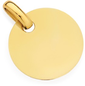 9ct+Gold+20mm+Round+Engravable+Disc+Pendant