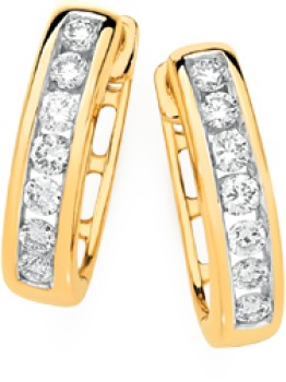 Alora+10ct+Gold+1%2F4+Carat+TW+Lab+Grown+Diamond+Channel+Huggie+Earrings