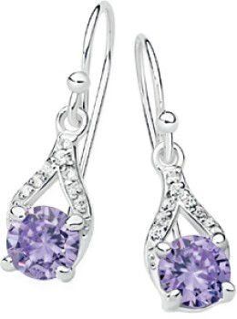 Sterling+Silver+Round+Cubic+Zirconia+Open+Pear+Drop+Hook+Earrings
