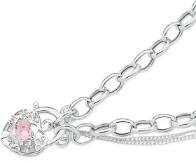 Sterling+Silver+Cubic+Zirconia+18.5cm+Heart+Padlock+Bracelet