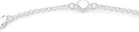 Sterling+Silver+Puff+Heart+17%2B3cm+Cable+Bracelet