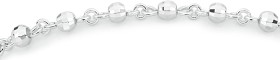 Sterling+Silver+Dia-Cut+Bead+19cm+Link+Bracelet