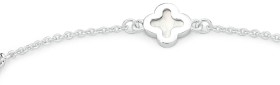 Sterling+Silver+Mother+of+Pearl+21cm+Clover+Cable+Bracelet