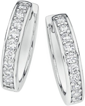 Sterling+Silver+Cubic+Zirconia+17mm+Huggie+Earrings