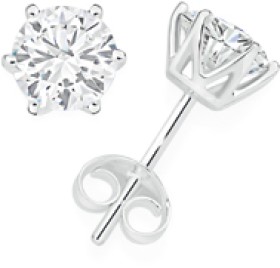 Sterling+Silver+Round+Cubic+Zirconia+Stud+Earrings