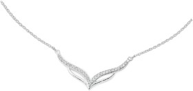 Sterling+Silver+Cubic+Zirconia+Woven+V-Shape+45cm+Necklace