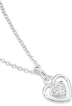 Sterling+Silver+Cubic+Zirconia+Delicate+Heart+Pendant