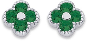Sterling-Silver-Green-Clover-Stud-Earrings on sale