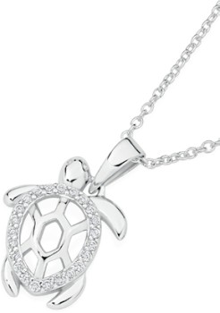 Sterling-Silver-Cubic-Zirconia-Turtle-Pendant on sale