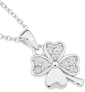 Sterling+Silver+Cubic+Zirconia+4-Leaf+Clover+Pendant