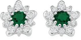 Sterling-Silver-Green-Cubic-Zirconia-Flower-Stud-Earrings on sale