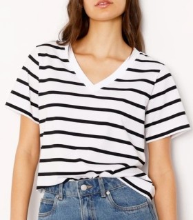 Grab+Relaxed+V-Neck+Tee+-+Black%2FWhite+Stripe