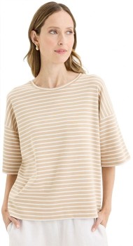 Yarra-Trail-Banda-Tee-in-Cedar-and-Ecru on sale
