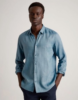 Blaq+Long+Sleeve+Linen+Shirt+-+Dusty+Blue