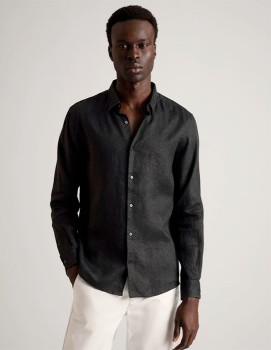 Blaq+Long+Sleeve+Linen+Shirt+-+Charcoal