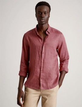 Blaq+Long+Sleeve+Linen+Shirt+-+Cherry