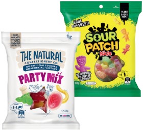 The-Natural-Confectionery-Co-130230g-Sour-Patch-Kids-Bag-190g-or-Pascall-Lollies-150300g-Selected-Varieties on sale